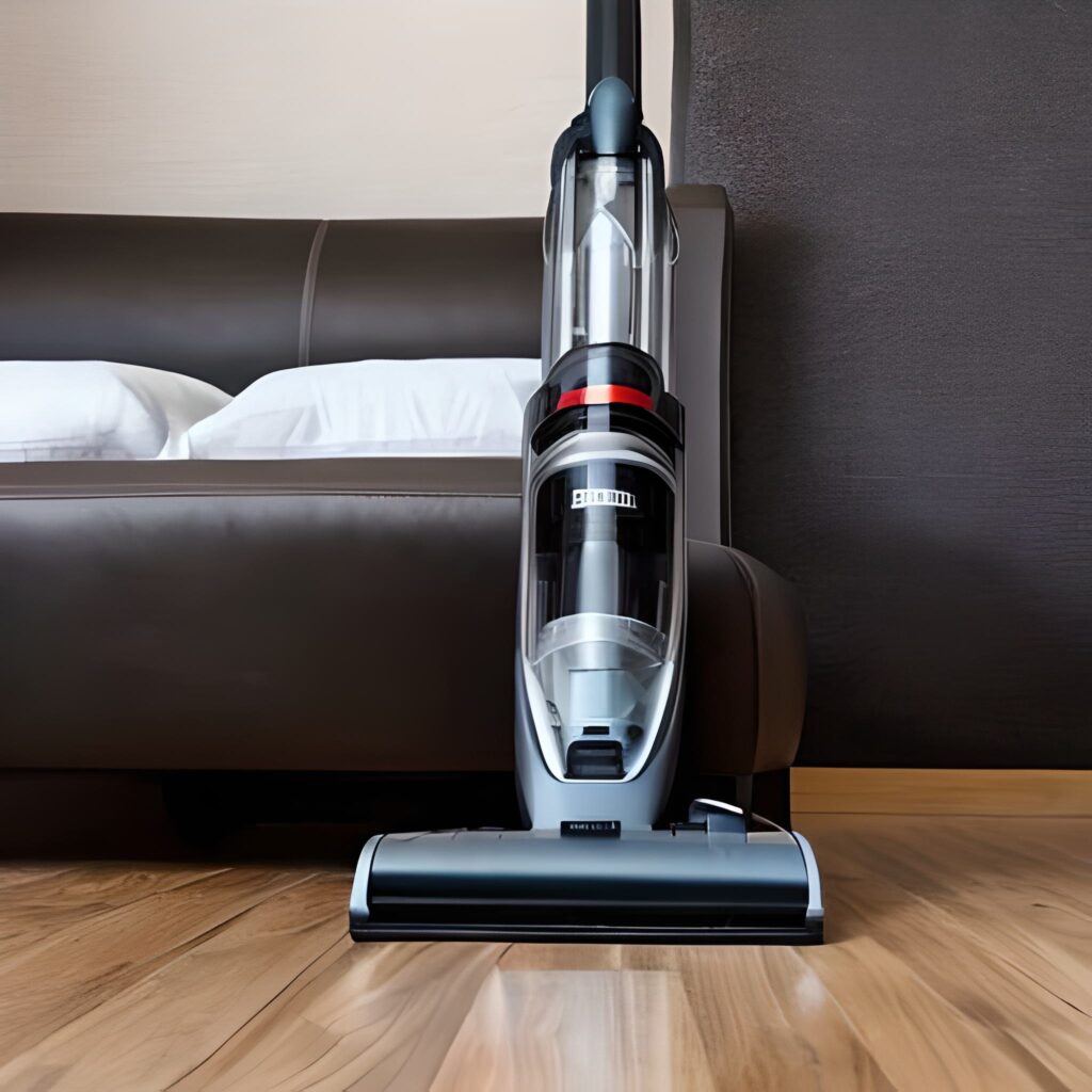 a vacuum cleaner next to a mattress topper
