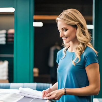 pilling sheets with woman shopper